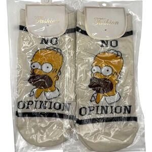 The Simpsons Homer‎ Simpson No Opinion Socks Beige Black Fashion Anklets